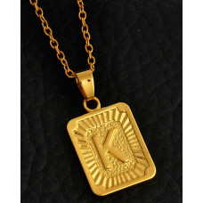 1pc Letter Embossed Square Pendant Necklace - style11