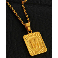 1pc Letter Embossed Square Pendant Necklace - style13