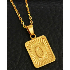 1pc Letter Embossed Square Pendant Necklace - style15
