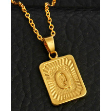 1pc Letter Embossed Square Pendant Necklace - style17