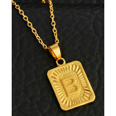 1pc Letter Embossed Square Pendant Necklace - style2
