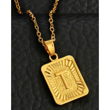 1pc Letter Embossed Square Pendant Necklace - style20