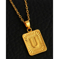 1pc Letter Embossed Square Pendant Necklace - style21