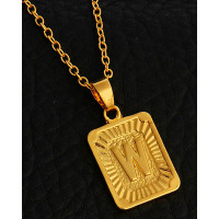 1pc Letter Embossed Square Pendant Necklace - style23