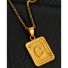 1pc Letter Embossed Square Pendant Necklace - style3