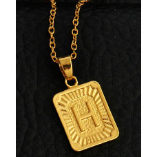 1pc Letter Embossed Square Pendant Necklace - style8