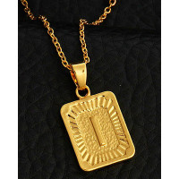 1pc Letter Embossed Square Pendant Necklace - style9