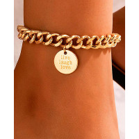 1pc Live Laugh Love Pattern Chain Anklet - gold