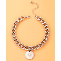 1pc Live Laugh Love Pattern Chain Anklet - silver