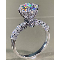 1pc Luxury White Cubic Zirconia Engagement Ring Elegant Bride Wedding Party Jewelry Gift - silver