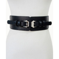 1pc Metal Buckle Elastic Wide Belt - black