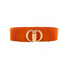 1pc Metal D-Buckle Elastic Wide Belt - brown