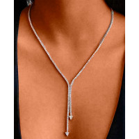 1pc Minimalist Rhinestone Tassel Arrow Pendant Necklace - silver