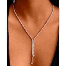 1pc Minimalist Rhinestone Tassel Arrow Pendant Necklace - silver