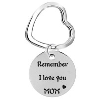 1pc Mother's Day Best Gift Remember I Love You Geometric Keychain Pendant - silver