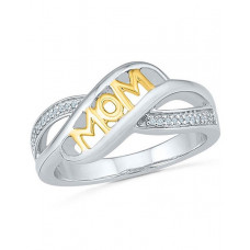 1pc Mother's Day Gift Irregular Mom Letter Zircon Ring - gold