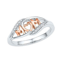 1pc Mother's Day Gift Irregular Mom Letter Zircon Ring - rose gold