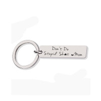 1pc Mother's Day Gift Slogan Rectangle Pendant Key Chain - silver