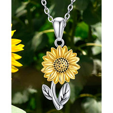 1pc Mother's Day Gift Sunflower Shaped Pendant Necklace - silver