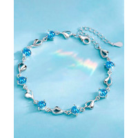 1pc Mother's Day Gift Zircon Heart Bracelet - blue