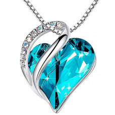 1pc Mother's Day Heart Shaped Pendant Necklace - blue