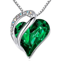 1pc Mother's Day Heart Shaped Pendant Necklace - green