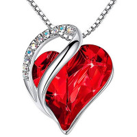 1pc Mother's Day Heart Shaped Pendant Necklace - red