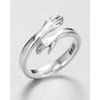 1pc Mother's Day Hug Opening Ring - silver