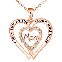 1pc Mother's Day Mom Letter Hollow Out Heart Shaped Pendant Necklace - rose gold