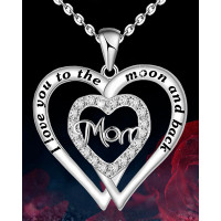 1pc Mother's Day Mom Letter Hollow Out Heart Shaped Pendant Necklace - silver 1pc Mother's Day Mom Letter Hollow Out Heart Shaped Pendant Necklace - silver