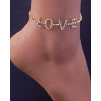 1pc Mother's Day Wedding Guest Gift Fashion Jewelry Love Letter Anklet - gold