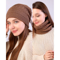 1pc Multi-way Wear Warm Knit Beanie Hat Neck Warmer Scarf - khaki