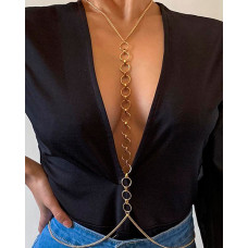 1pc O-Ring Halter Fashion Body Chain - gold