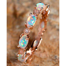 1pc Opal Engagement Wedding Ring Valentine's Gift Exquisite Trendy Jewelry - gold