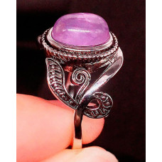 1pc Oval Crystal Stone Hollow Vintage Ring - purple