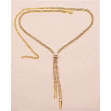 1pc Pearl Rhinestone Tassel Necklace - gold