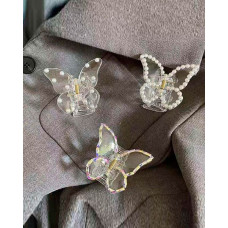 1pc Pearls Decor Butterfly Shaped Hair Claw - style1