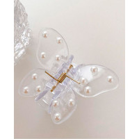 1pc Pearls Decor Butterfly Shaped Hair Claw - style2