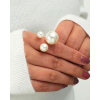 1pc Pearls Decor Cuff Ring - white