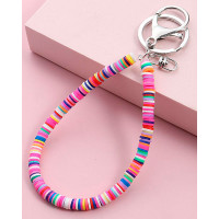 1pc Rainbow Stripe Trendy Key Ring - Multicolor