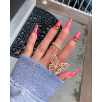 1pc Rhinestone Butterfly Pattern Ring - gold