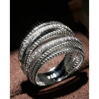 1pc Rhinestone Crisscross Fashion Ring - white