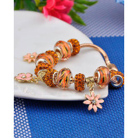 1pc Rhinestone Decor Floral Pattern Beaded Bracelet - Multicolor