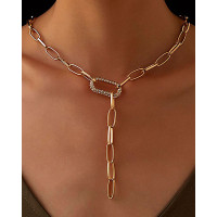 1pc Rhinestone Hollow Out Y Chain Necklace - gold