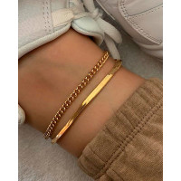 1pc Simple Flat Snake Bone Chain Anklet - gold