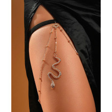 1pc Snake Decor Layered Leg Chain - gold