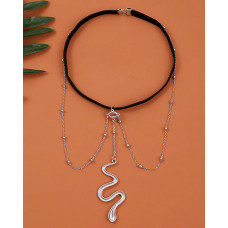 1pc Snake Decor Layered Leg Chain - silver