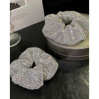 1pc Sparkling Rhinestone Decor Scrunchie - silver