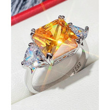 1pc Square Luxury Engagement Ring Elegant Bride Wedding Party Jewelry Gift - yellow