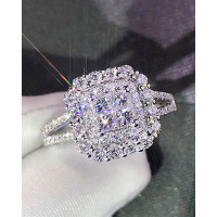 1pc Square Rhinestone Wedding Ring - silver